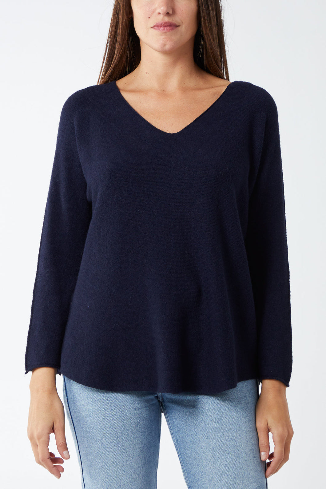 Navy V-neck jumper